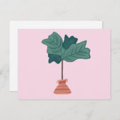 Fiddle Fig Tree Green Potlood Plant Roze Briefkaart (Voorkant / Achterkant)