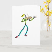 Fiddle Playing Stickman Kaart (Gele Bloem)