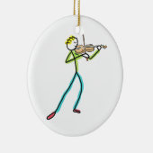 Fiddle Playing Stickman Keramisch Ornament (Rechts)