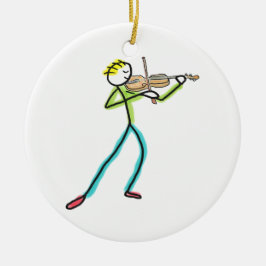 Fiddle Playing Stickman Keramisch Ornament