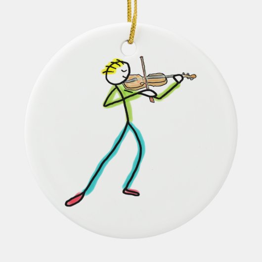 Fiddle Playing Stickman Keramisch Ornament (Voorkant)