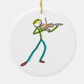 Fiddle Playing Stickman Keramisch Ornament (Achterkant)