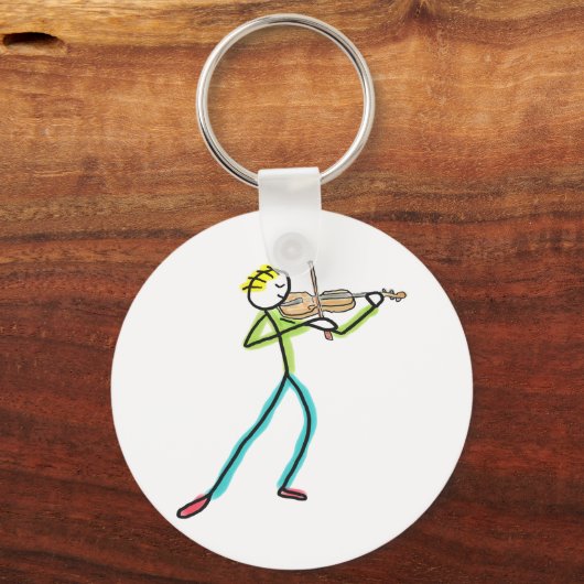 Fiddle Playing Stickman Sleutelhanger (Achterkant)