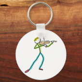 Fiddle Playing Stickman Sleutelhanger (Voorkant)