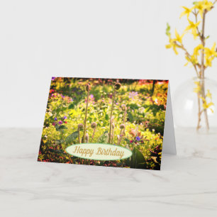 Fiddlehead and Flowers Birthday Kaart