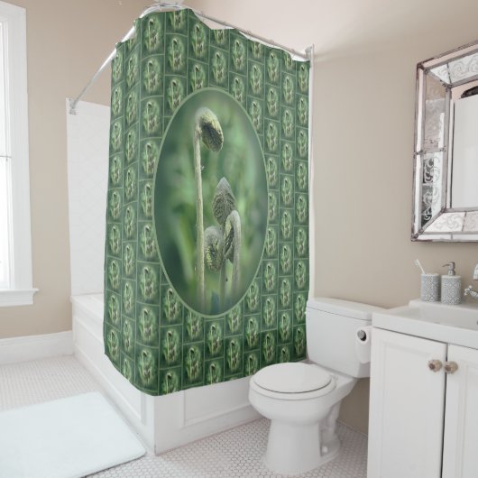Fiddlehead Ferns Natuur Pattern Douchegordijn (In situ)