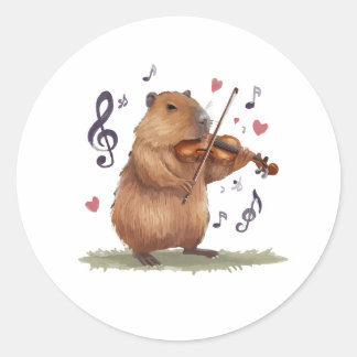 fiddler capybara ronde sticker