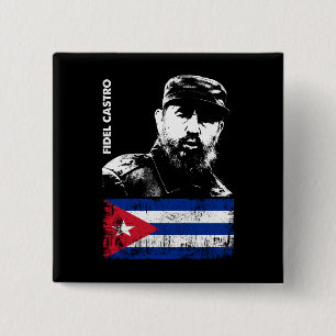 Fidel Castro Cuba Revolutie Cubaanse vlag Vierkante Button 5,1 Cm