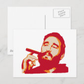 Fidel Castro met Cigar Portrait Briefkaart (Voorkant / Achterkant)
