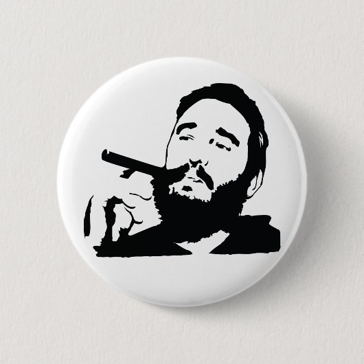 Fidel Castro met Cigar Portrait Button (Voorkant)