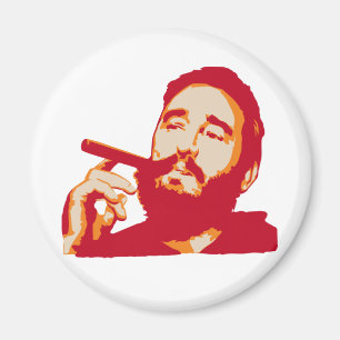 Fidel Castro met Cigar Portrait Magnet Magneet