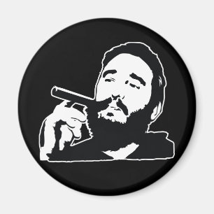 Fidel Castro met Cigar Portrait Magnet Magneet