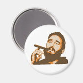 Fidel Castro met Sigarenportretmagneet Magneet (Voorkant / Achterkant)