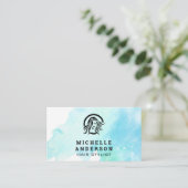 Fidélité Aquarelle Salon Coiffure Beauté Logo | Carte de fi (Debout devant)