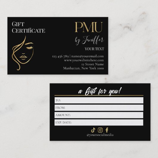 Fidélité Carte Cadeau de PMU Noir & Or Luxe (Devant / Derrière)