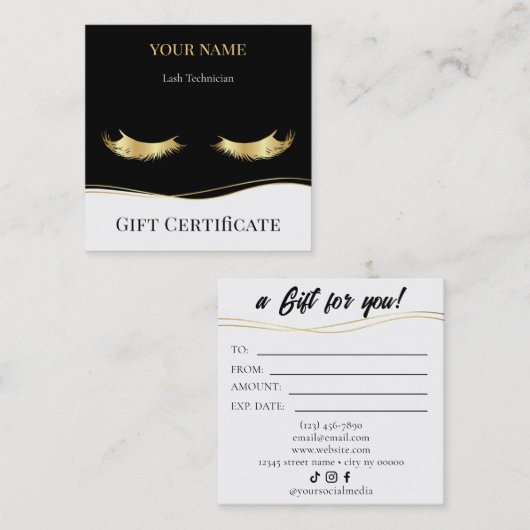 Fidélité Carte Cadeau de Technicien de Cils de Luxe (Devant / Derrière)