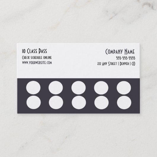 Fidélité Carte d'accès 10 Classe Gym Carte de visite (Devant)