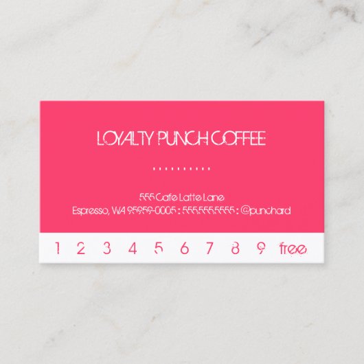 Fidélité Carte de café Loyauté Pink Punch (Devant)