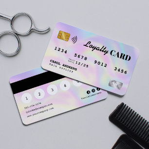 Fidélité Carte de Crédit Coiffeur Holographique Élégant