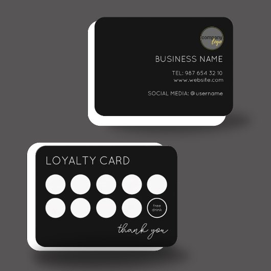 FIDÉLITÉ CARTE DE LOYAUTÉ PROFESSIONNELLE NOIRE LOGO 10