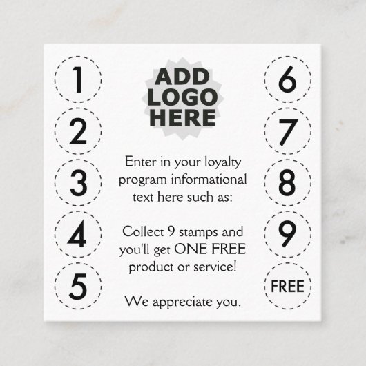 Fidélité carte de pointage simple (Devant)