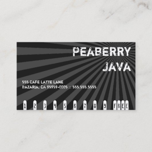 Fidélité Carte de punch de boisson Java Peaberry foncé (Devant)
