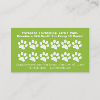 Fidélité Carte de récompense du client de Dog Grooming - Ca