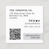 Fidélité Carte de réduction Carré blanc (Dos)