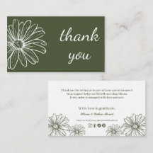 Carte de remerciement florale vert sauge à motif d