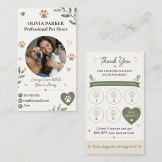 Fidélité Carte de remerciement pour garde d'animaux avec ph