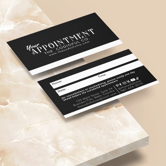 Fidélité Carte de rendez-vous noire