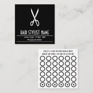Fidélité carte de timbre de ciseaux de coiffeur