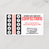 Fidélité carte de timbre de confections rétro (Dos)