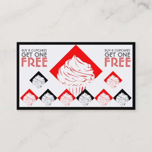 Fidélité carte de timbre diamant cupcakes (Devant)