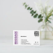 Fidélité Carte de visite de massage tendance blanc et viole (Debout devant)