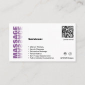 Fidélité Carte de visite de massage tendance blanc et viole (Devant)