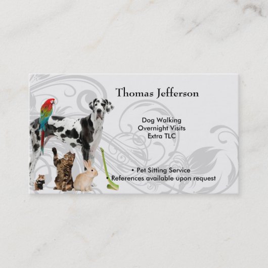 Fidélité Carte de visite du service de pose pour animaux (Devant)