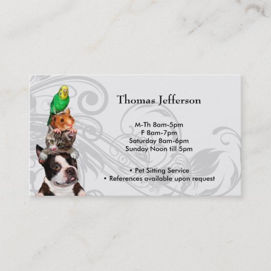 Fidélité Carte de visite du service de pose pour animaux (Devant)