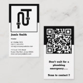 Fidélité Carte de visite et logo de plombier noir et blanc (Devant / Derrière)