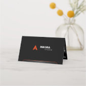 Fidélité Carte de visite moderne noire et orange avec code (Devant)