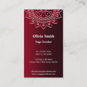 Fidélité Carte de visite professionnel Red Mandala Yoga (Dos)