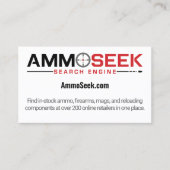 Fidélité Carte de visite promotionnel AmmoSeek (Devant)