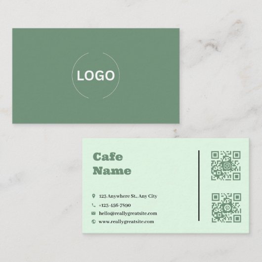 Fidélité Carte de visite QR Code pour le Café Vert (Devant / Derrière)