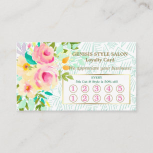 Fidélité Carte florale rose verte en bon état de fidélit