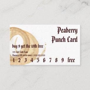 Fidélité Carte perforée d'Américain de tache de café