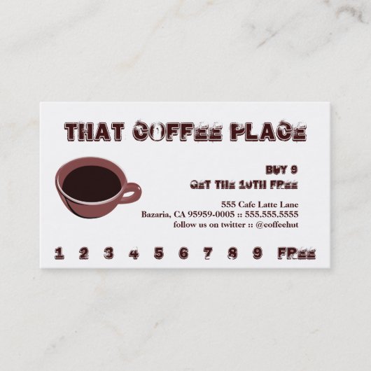 Fidélité Carte perforée de boissons de café (Devant)
