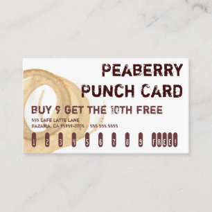 Fidélité Carte perforée de boissons de café de Peaberry