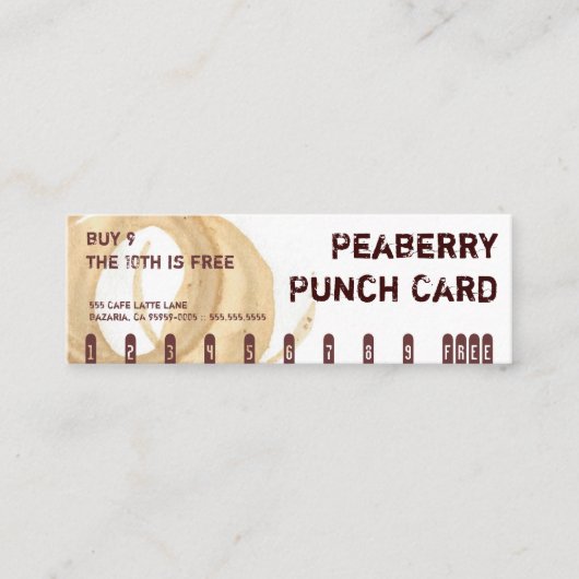 Fidélité Carte perforée de boissons de café de tache de (Devant)