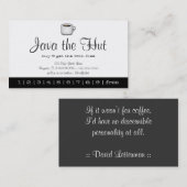 Fidélité Carte perforée de boissons de logo de Java (Devant / Derrière)