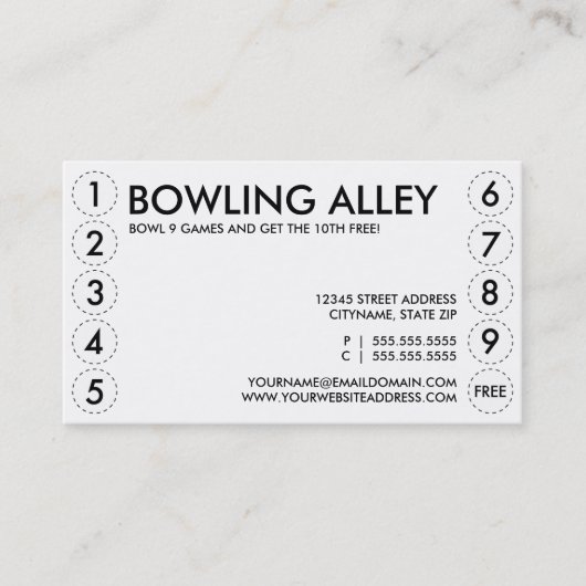 Fidélité carte perforée de bowling (Devant)